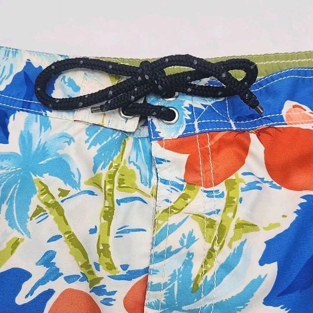 Tommy Bahama Swim Trunks Short Men Sz Large Blue Floral Mesh Elastic 9